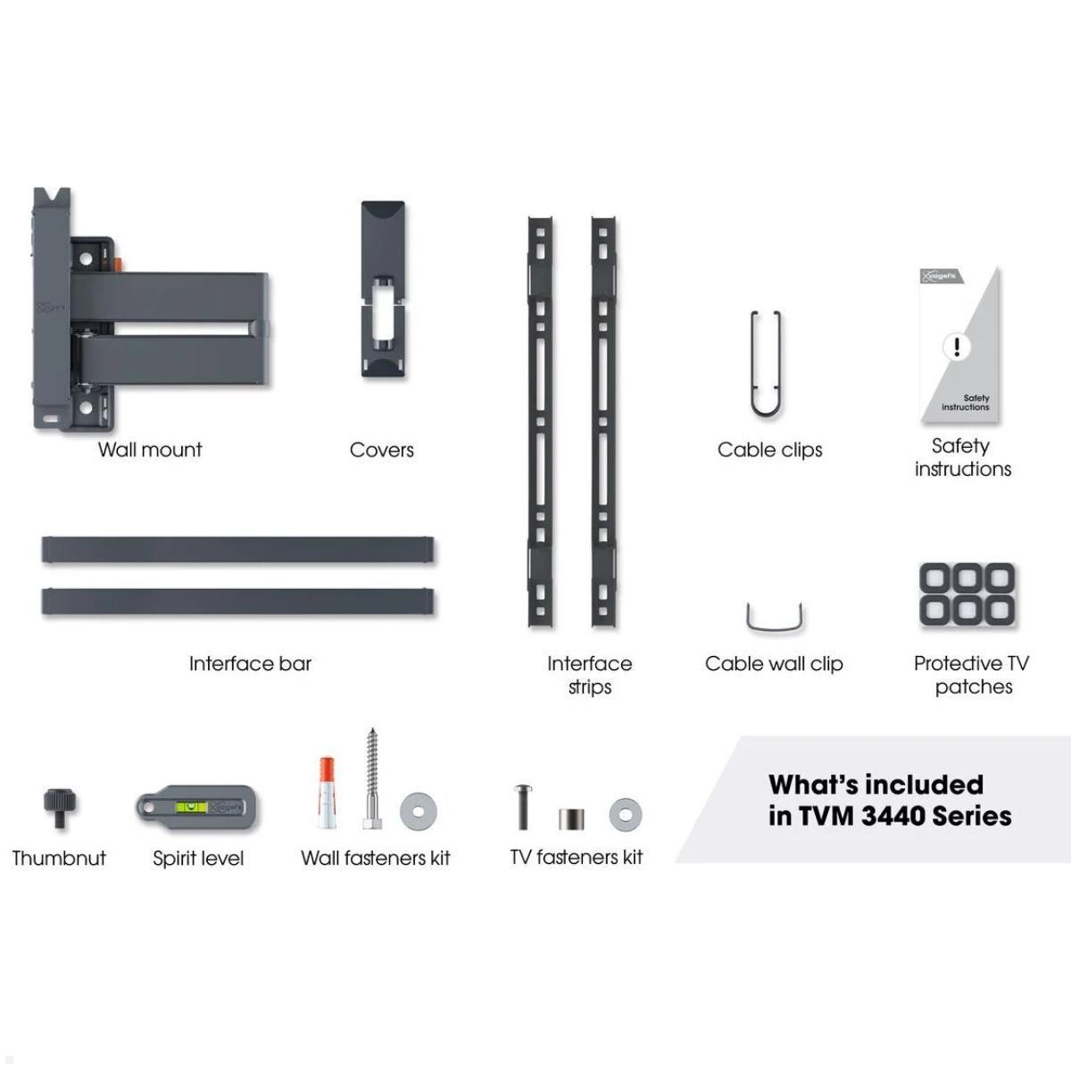 Vogels COMFORT TVM 3445B schwenkbare TV Wandhalterung 32-65 Zoll, schwarz, Lieferumfang Vogels COMFORT TVM 3445B schwenkbare TV Wandhalterung 32-65 Zoll, schwarz, Lieferumfang