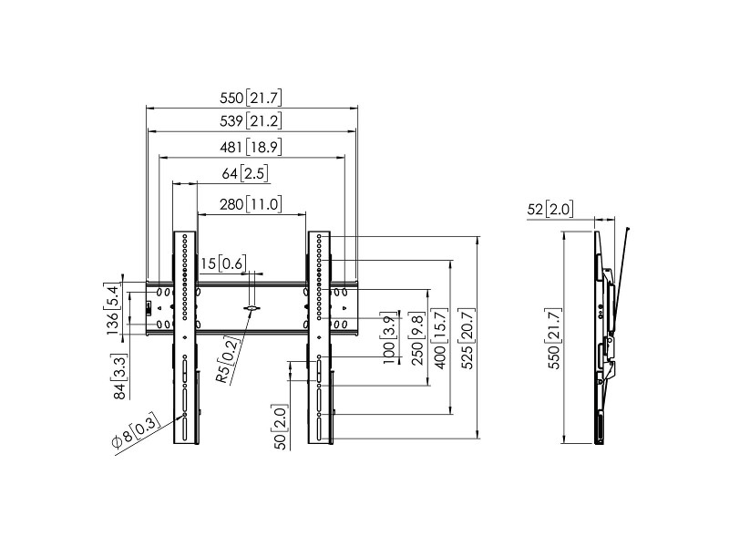 Vogels PFW 6410 neigbare Monitor Wandhalterung Maße Vogels PFW 6410 neigbare Monitor Wandhalterung Maße