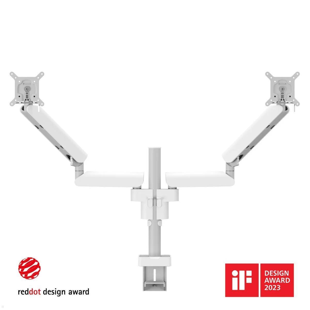 Vogels Motion Plus MOMO 4237W Dual Monitor Tischhalterung, weiß, höhenverstellbare 2-fach Bildschirmhalterung