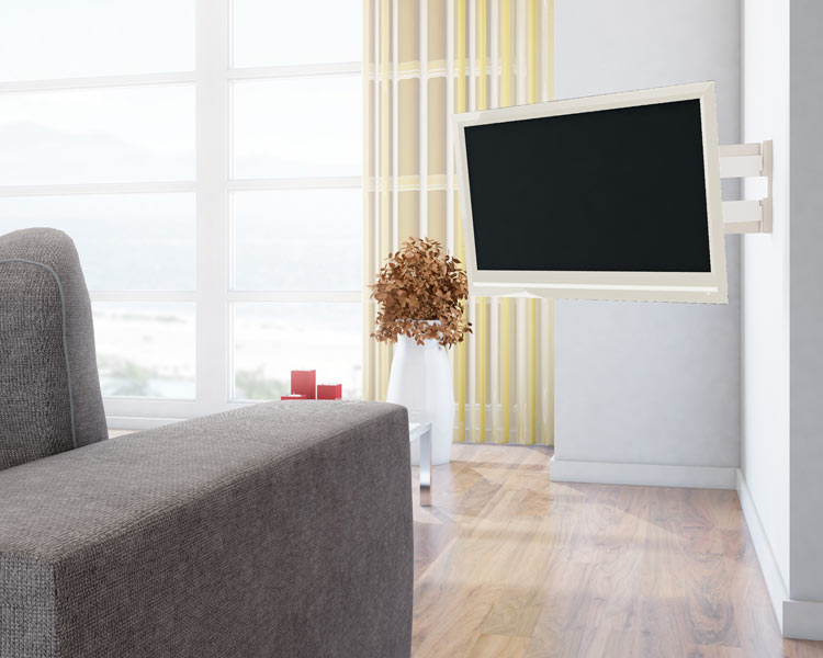 Vogels THIN 345 TV Wandhalterung weiß seitlichVogels THIN 345 TV Wandhalterung weißmit Fernseher