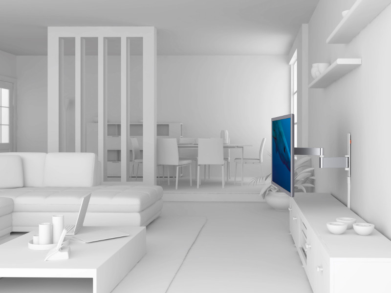 Vogel's WALL 3345 TV Wandhalterung schwenkbar 40"-65" weiß Anwendungsbeispiel