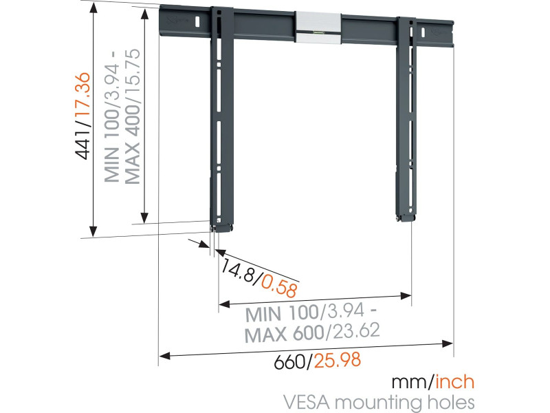 Vogels THIN 505 ExtraThin TV Wandhalterung Maße