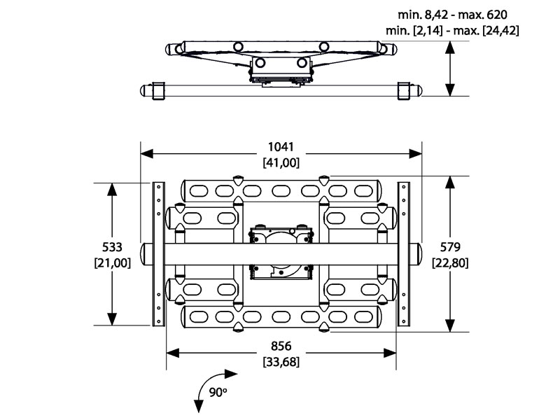 Vogels PFW 6855 TV Wandhalterung, Skizze Vogels PFW 6855 TV Wandhalterung, Skizze