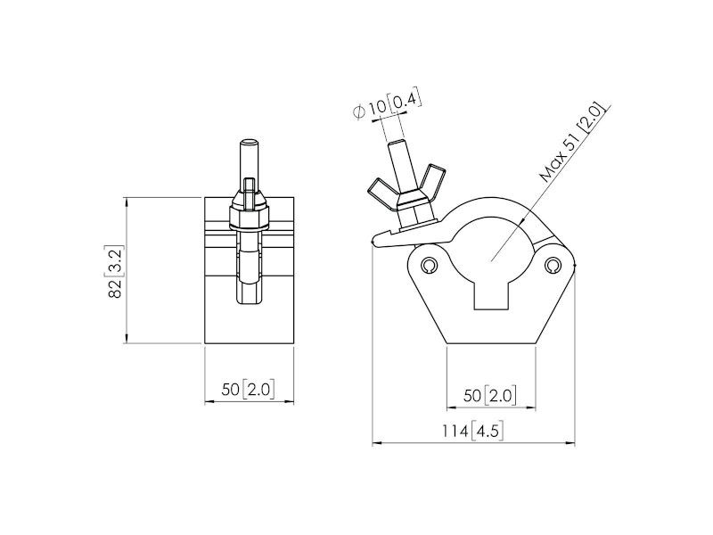 Vogels Connect-It PUC 1050 Traversenadapter Deckenhalterung 50mm Zeichnung