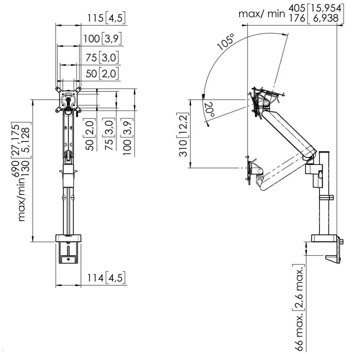 Vogels Motion Plus MOMO 4127W Monitor Tischhalterung neigbar, weiß, dynamischer Bildschirmarm weiß