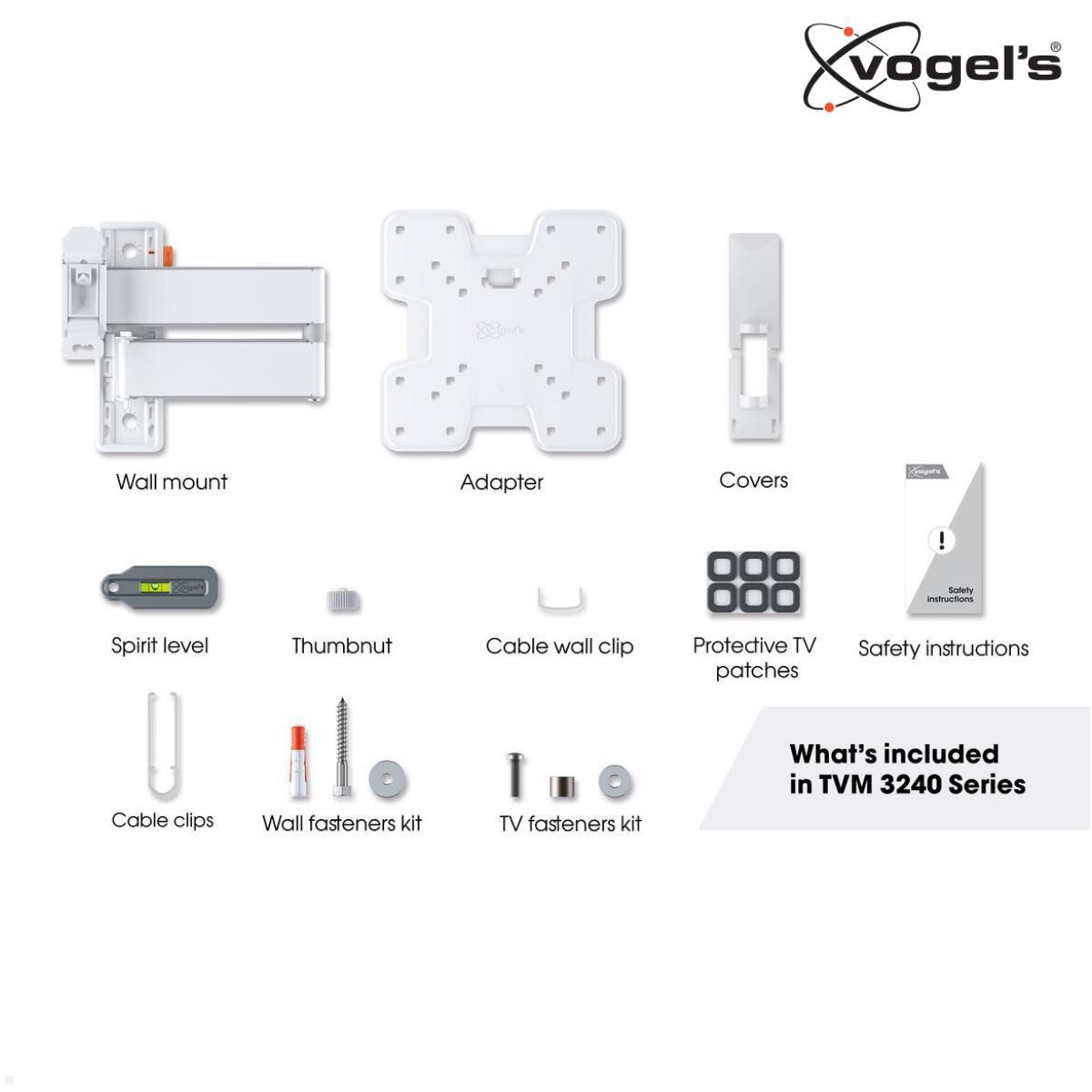 Vogels COMFORT TVM 3245W schwenkbare TV Wandhalterung 19 - 43 Zoll, weiß Lieferumfang Vogels COMFORT TVM 3245W schwenkbare TV Wandhalterung 19 - 43 Zoll, weiß Lieferumfang