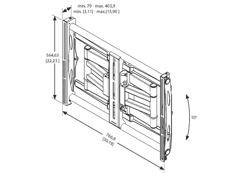 Vogels PFW 6851 Monitor Wandhalter, schwenk- und neigbar, Maße Vogels PFW 6851 Monitor Wandhalter, schwenk- und neigbar, Maße
