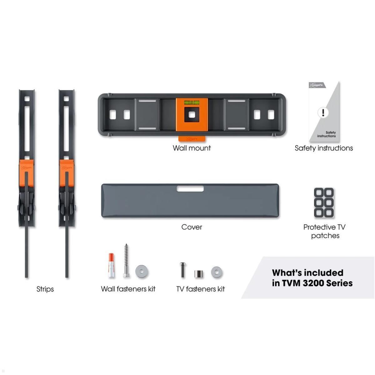 Vogels COMFORT TVM 3605 flache TV Wandhalterung 40 - 100 Zoll, schwarz Lieferumfang Vogels COMFORT TVM 3605 flache TV Wandhalterung 40 - 100 Zoll, schwarz Lieferumfang