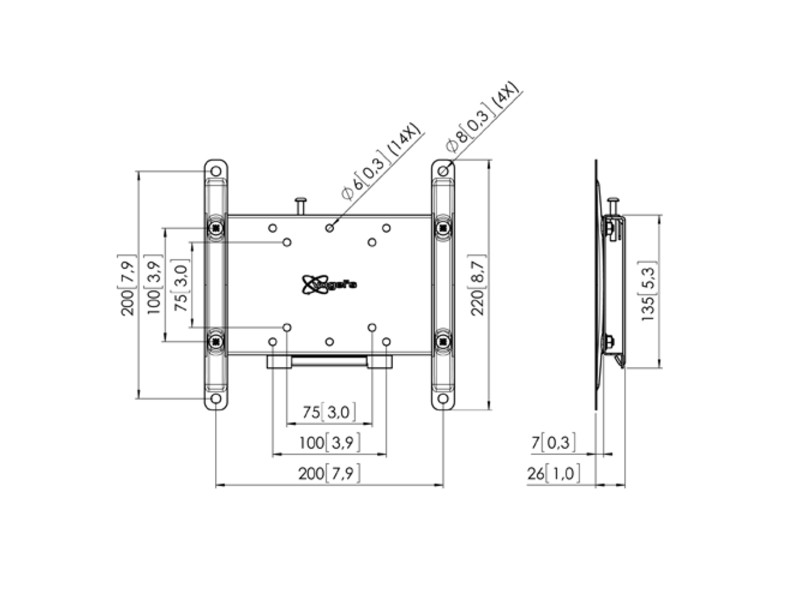 Vogels PFW 4200 diebstahlsichere Wandhalterung Zeichnung Vogels PFW 4200 diebstahlsichere Wandhalterung Zeichnung