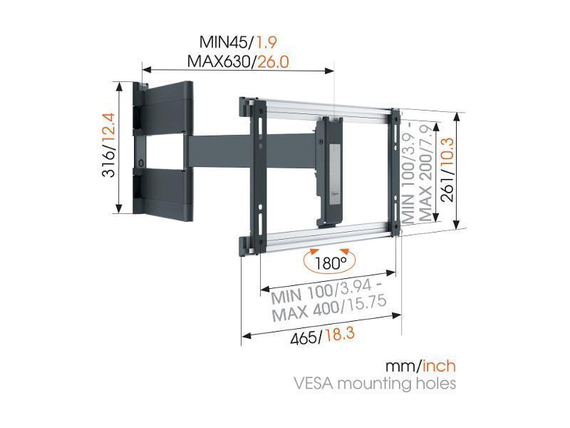 Vogels THIN 546 flache schwenkbare TV Wandhalterung für OLED Zeichnung