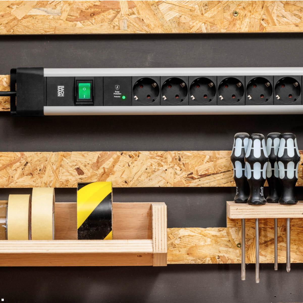 Bachmann CONNECTUS 12x Steckdose, 1x Schalter, 2m Zuleitung (BM005901), Werkstatt