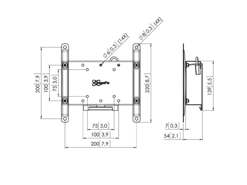 Vogels PFW 4210 diebstahlsichere Wandhalterung Zeichnung Vogels PFW 4210 diebstahlsichere Wandhalterung Zeichnung